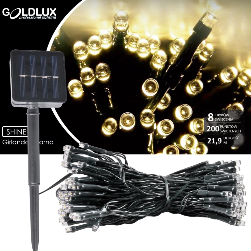 LED-aurinkoketju SHINE 200xLED/1,2V 21,9 m IP44