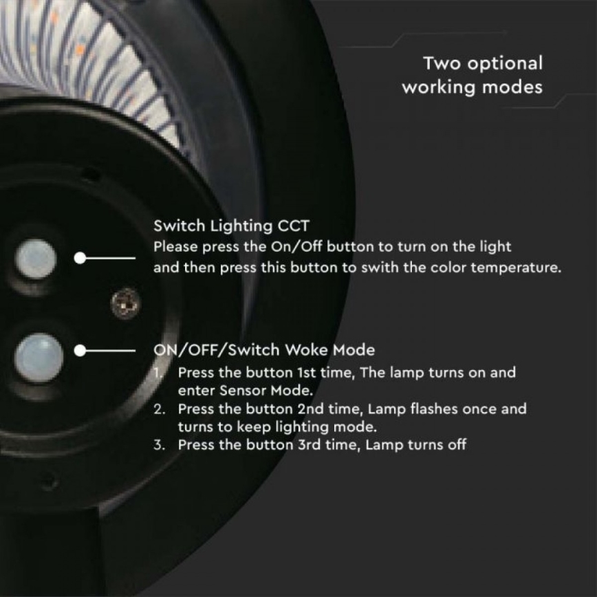 LED-aurinkolamppu anturilla LED/15W/3,2V 4000K/6000K IP65