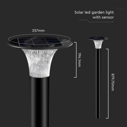 LED-aurinkolamppu anturilla LED/15W/3,2V 4000K/6000K IP65
