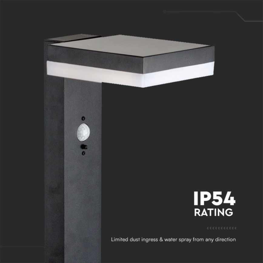LED-aurinkolamppu anturilla LED/2W/3,7V IP54 3000K kulmikas musta