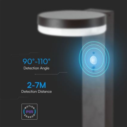 LED-aurinkolamppu anturilla LED/2W/3,7V IP54 3000K pyöreä musta