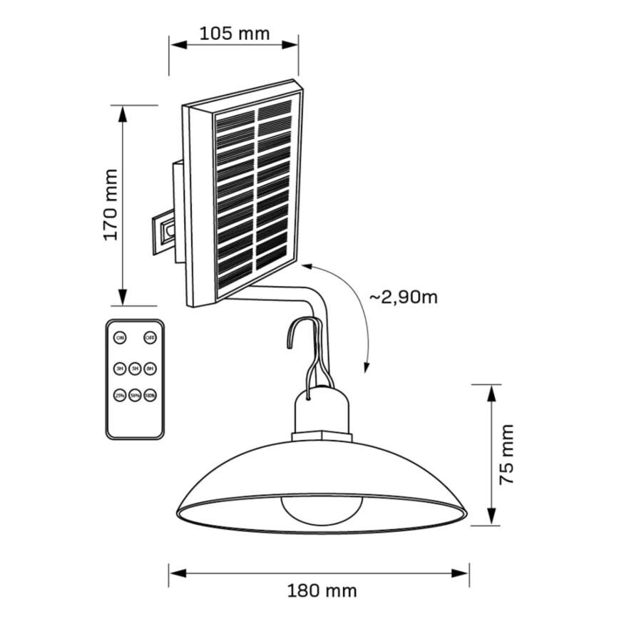 LED-aurinkolamppu CELINA LED/1,8W/3,7V IP44 + kauko-ohjaus
