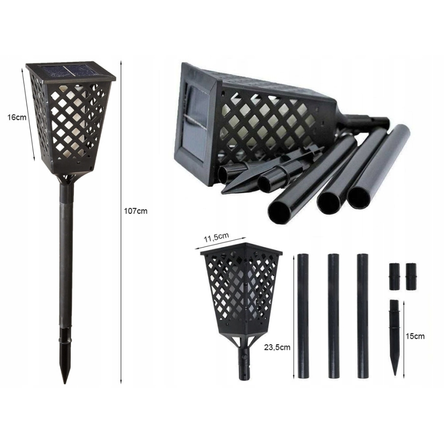 LED-aurinkolamppu LED/0,6W/5,5V IP65 107 cm musta