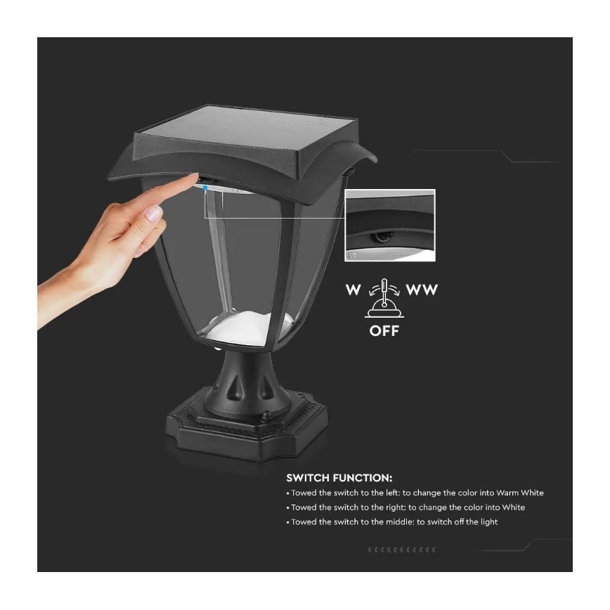 LED-aurinkolamppu LED/2W/3,7V 3000/6000K IP65 2200 mAh