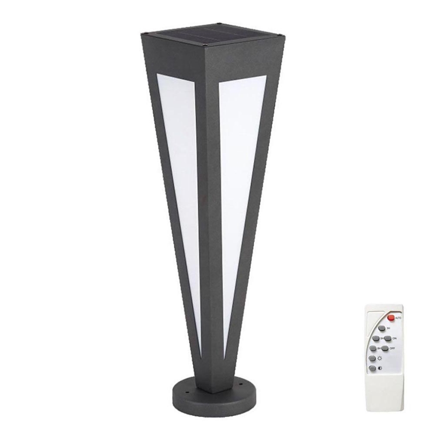 LED-aurinkolamppu LED/2W/3,7V IP65 3000K 2600 mAh musta + kauko-ohjaus