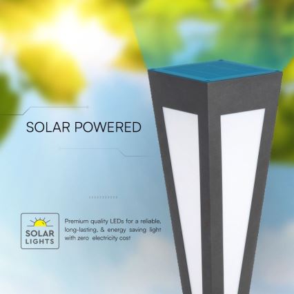 LED-aurinkolamppu LED/2W/3,7V IP65 3000K 2600 mAh musta + kauko-ohjaus