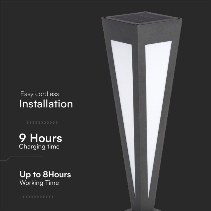 LED-aurinkolamppu LED/2W/3,7V IP65 3000K 2600 mAh musta + kauko-ohjaus