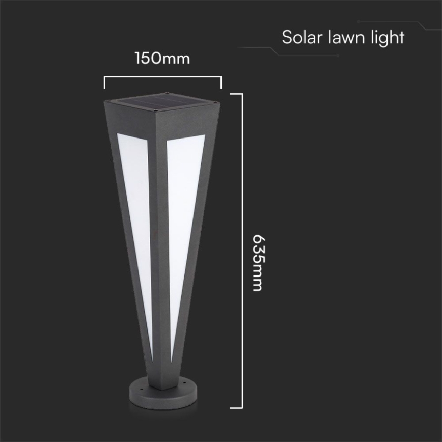 LED-aurinkolamppu LED/2W/3,7V IP65 3000K 2600 mAh musta + kauko-ohjaus