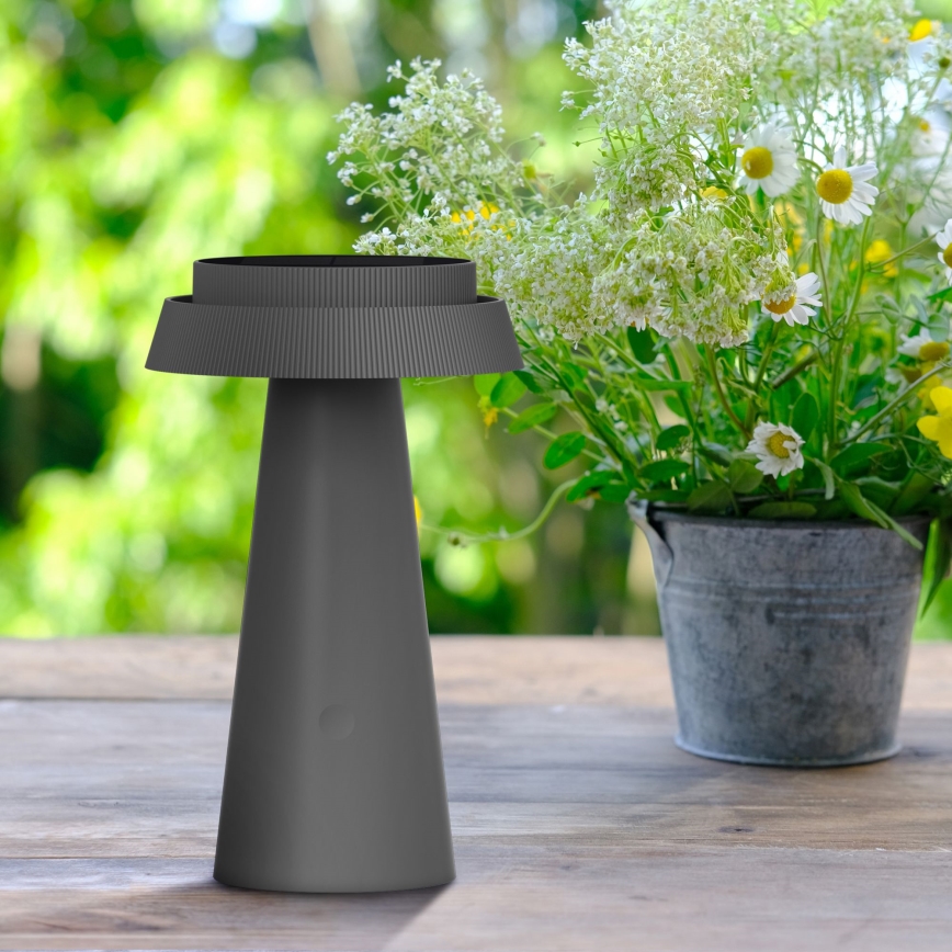 LED Himmennettävä kosketus aurinko lamppu MARAKESZ LED/3,7V USB 3600 mAh 1800/2700/3000K IP54 harmaa