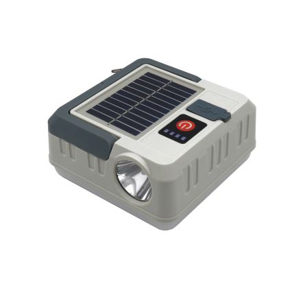 LED Himmennettävä ladattava aurinko lamppu virta pankki -toiminto LED/1W/5,5V 8000K IPX4 1200 mAh harmaa