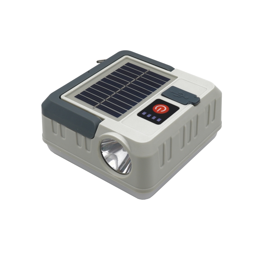 LED Himmennettävä ladattava aurinko lamppu virta pankki -toiminto LED/1W/5,5V 8000K IPX4 1200 mAh harmaa