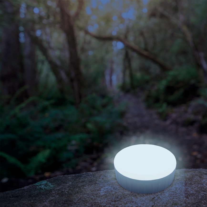LED Himmennettävä ladattava aurinko lamppu virta pankki -toiminto K3 LED/2W/5,5V 6500K IPX4 2400 mAh musta/valkoinen