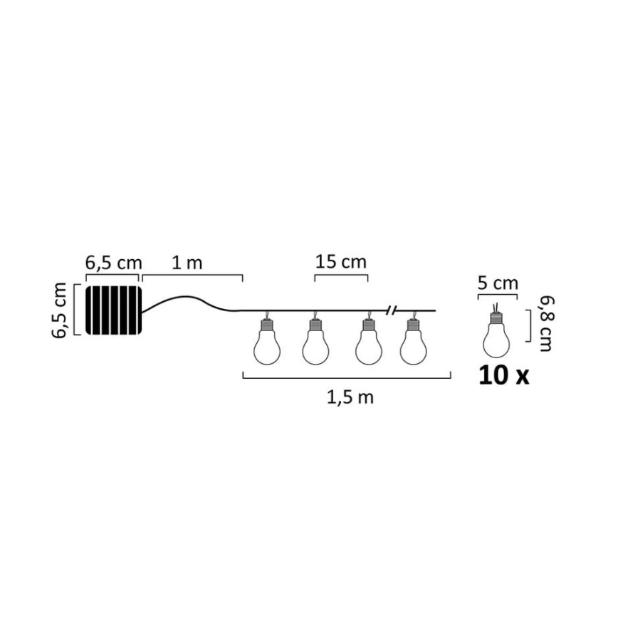 LED-aurinkopaneeli ketju PARTY 10xLED / 1,2V IP44