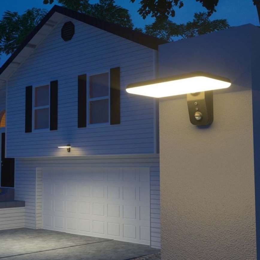 LED aurinkokäyttöinen seinävalaisin sensorilla LED/15W/3,2V 4000K/6000K IP65 6000 mAh musta