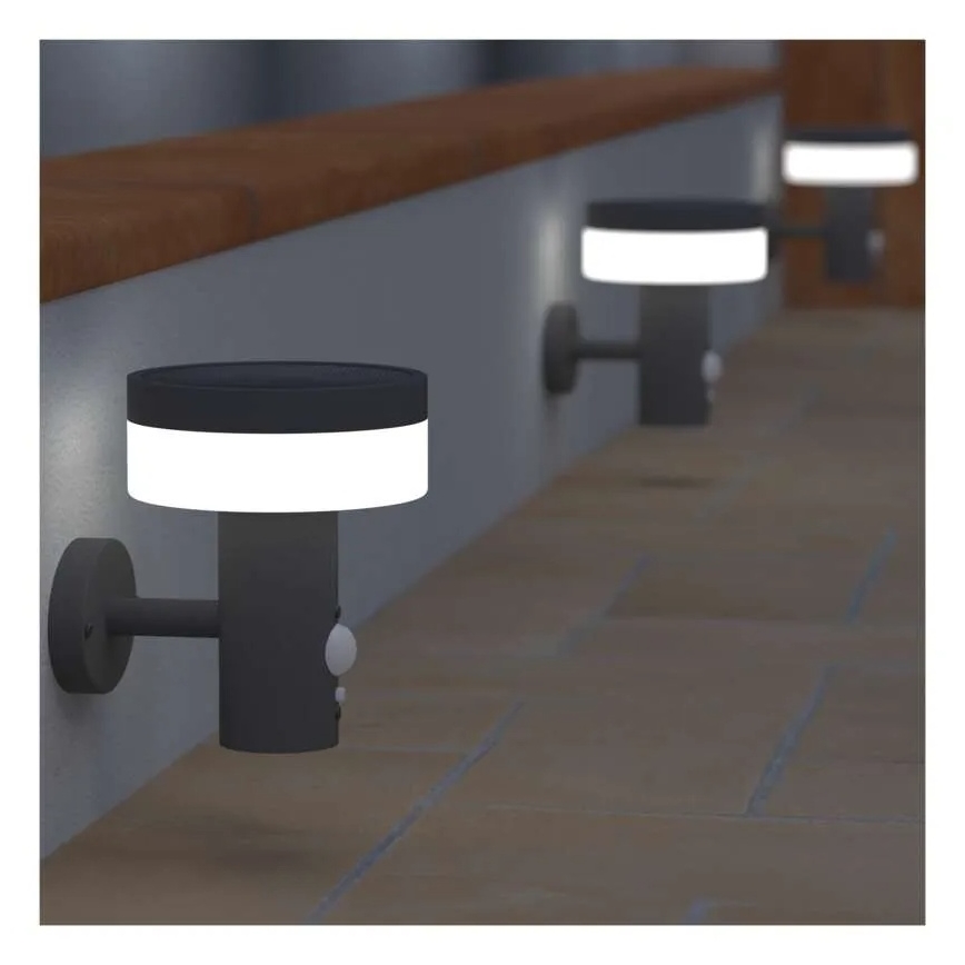 LED aurinkokennoseinävalaisin anturilla LED/2W/3,7V 1200 mAh IP44