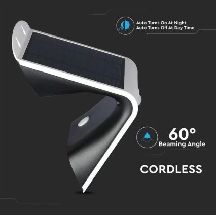 LED aurinkokäyttöinen seinävalaisin sensorilla LED/3W/3,7V 3000/4000K IP65 2000 mAh valkoinen