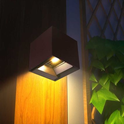 LED aurinkokennoseinävalaisin sensorilla LED/9W/3,7V 3000/4000/5000K 2600 mAh IP65 ruskea