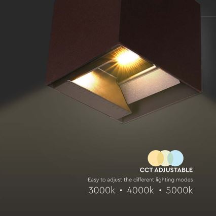 LED aurinkokennoseinävalaisin sensorilla LED/9W/3,7V 3000/4000/5000K 2600 mAh IP65 ruskea