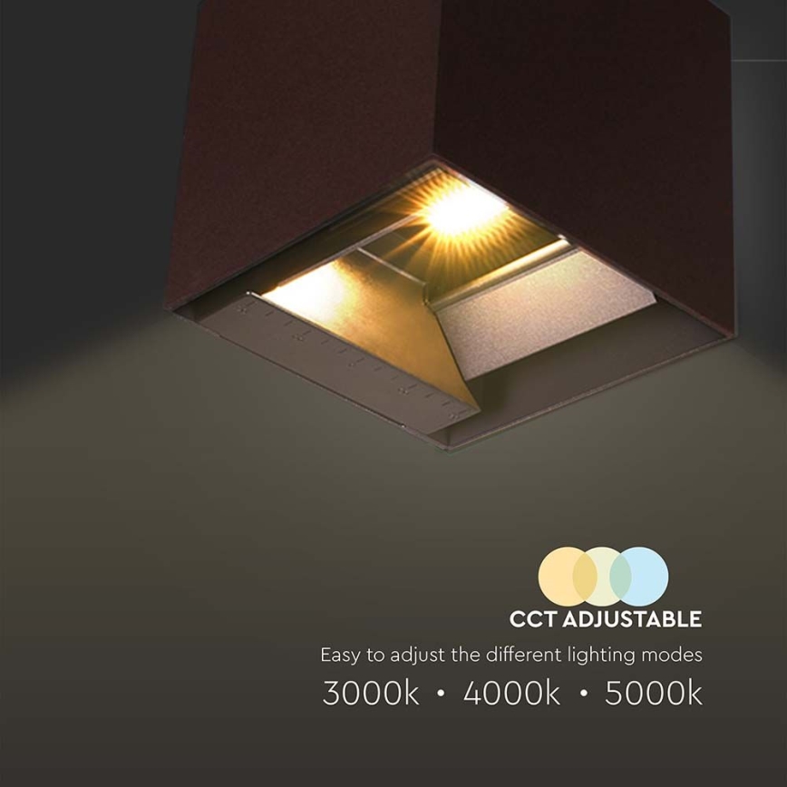 LED aurinkokennoseinävalaisin sensorilla LED/9W/3,7V 3000/4000/5000K 2600 mAh IP65 ruskea