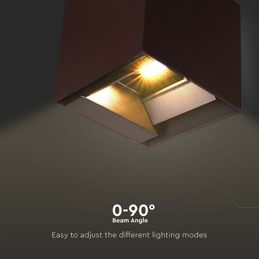 LED aurinkokennoseinävalaisin sensorilla LED/9W/3,7V 3000/4000/5000K 2600 mAh IP65 ruskea