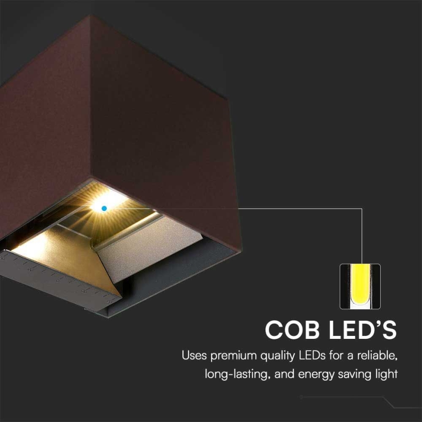 LED aurinkokennoseinävalaisin sensorilla LED/9W/3,7V 3000/4000/5000K 2600 mAh IP65 ruskea