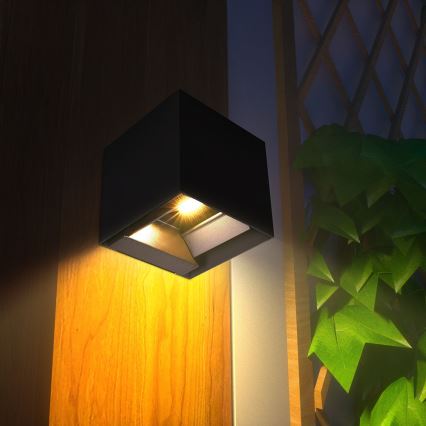 LED aurinkokäyttöinen seinävalaisin sensorilla LED/9W/3,7V 3000/4000/5000K 2600 mAh IP65 musta