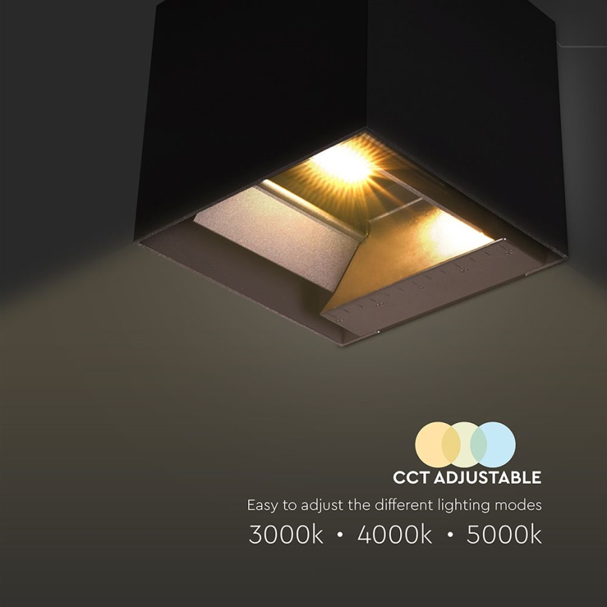 LED aurinkokäyttöinen seinävalaisin sensorilla LED/9W/3,7V 3000/4000/5000K 2600 mAh IP65 musta