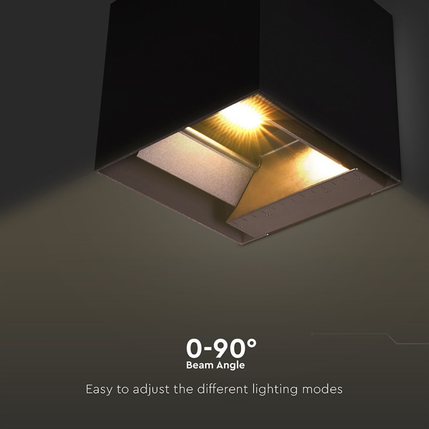 LED aurinkokäyttöinen seinävalaisin sensorilla LED/9W/3,7V 3000/4000/5000K 2600 mAh IP65 musta