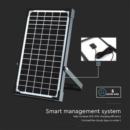 LED aurinkokennovalo anturilla LED/30W/6,4V 6400K 6000 mAh + kaukosäädin