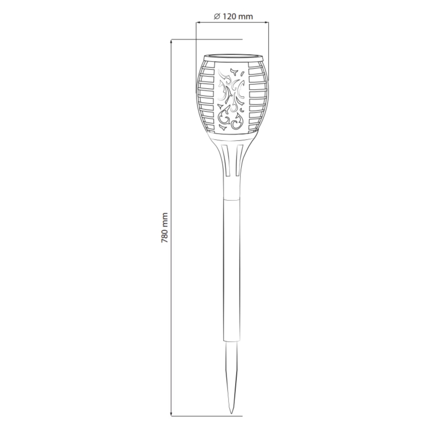 LED-aurinkovalaisin ulkokäyttöön FUEGO BIG LED/1,2V IP44