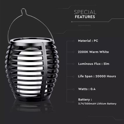 LED-aurinkovalaistus 1xLED/0,45W/3,7V IP44