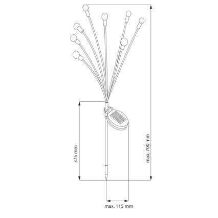 LED-aurinkovalaistus FIORINI 8xLED/1,2V 600mAh IP44 musta
