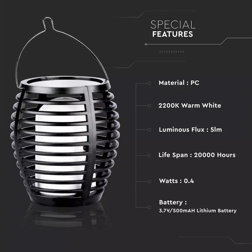 LED-aurinkovalaistus FLAME 4in1 1xLED/0,45W/3,7V IP44 500 mAh