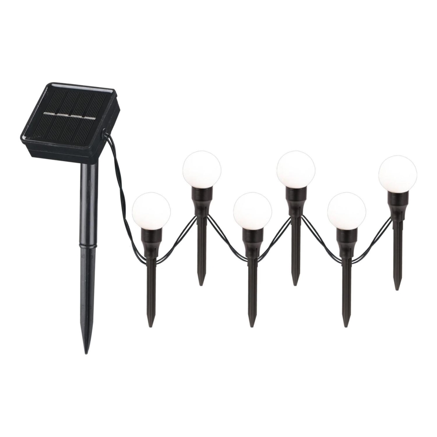LED-aurinkovalaistus KULKI 6xLED/1,2V 600 mAh 4,3 m IP44 musta/valkoinen