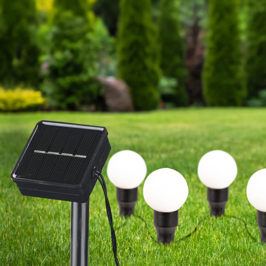 LED-aurinkovalaistus KULKI 6xLED/1,2V 600 mAh 4,3 m IP44 musta/valkoinen