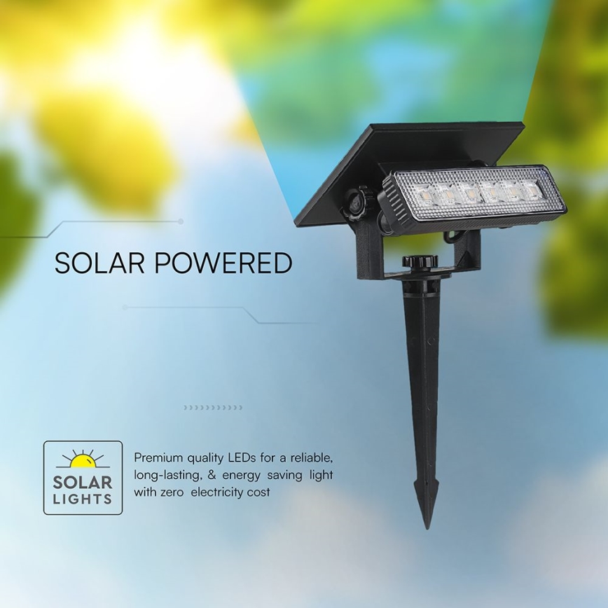 LED-aurinkovalaistus LED/0,9W/3,7V 3000K IP65 musta