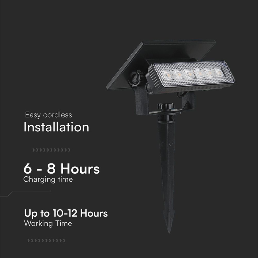 LED-aurinkovalaistus LED/0,9W/3,7V 3000K IP65 musta