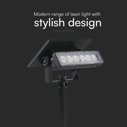 LED-aurinkovalaistus LED/0,9W/3,7V 3000K IP65 musta