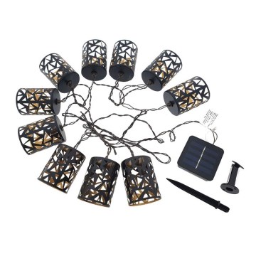 LED-aurinkovaloketju 10xE12/3,65m IP44 lämmin valkoinen