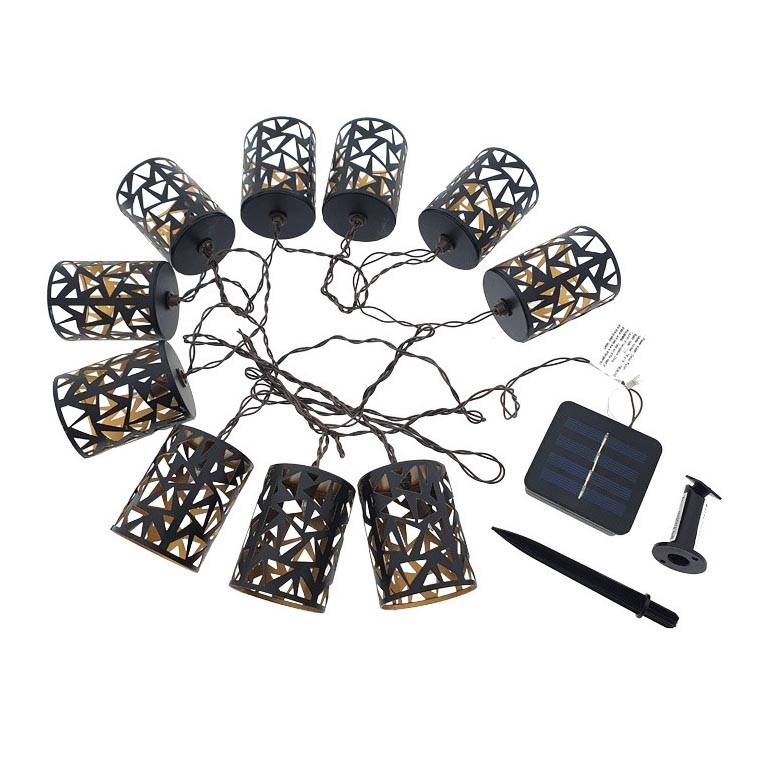 LED-aurinkovaloketju 10xE12/3,65m IP44 lämmin valkoinen