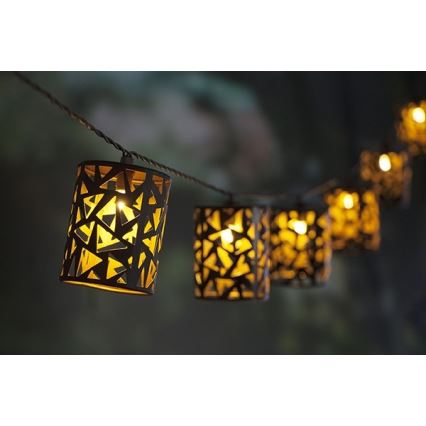 LED-aurinkovaloketju 10xE12/3,65m IP44 lämmin valkoinen