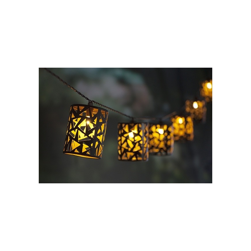 LED-aurinkovaloketju 10xE12/3,65m IP44 lämmin valkoinen