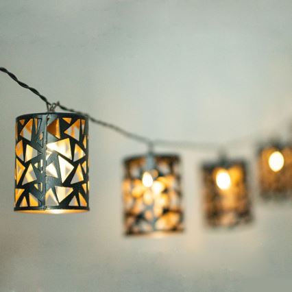 LED-aurinkovaloketju 10xE12/3,65m IP44 lämmin valkoinen
