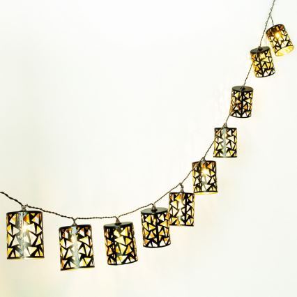 LED-aurinkovaloketju 10xE12/3,65m IP44 lämmin valkoinen