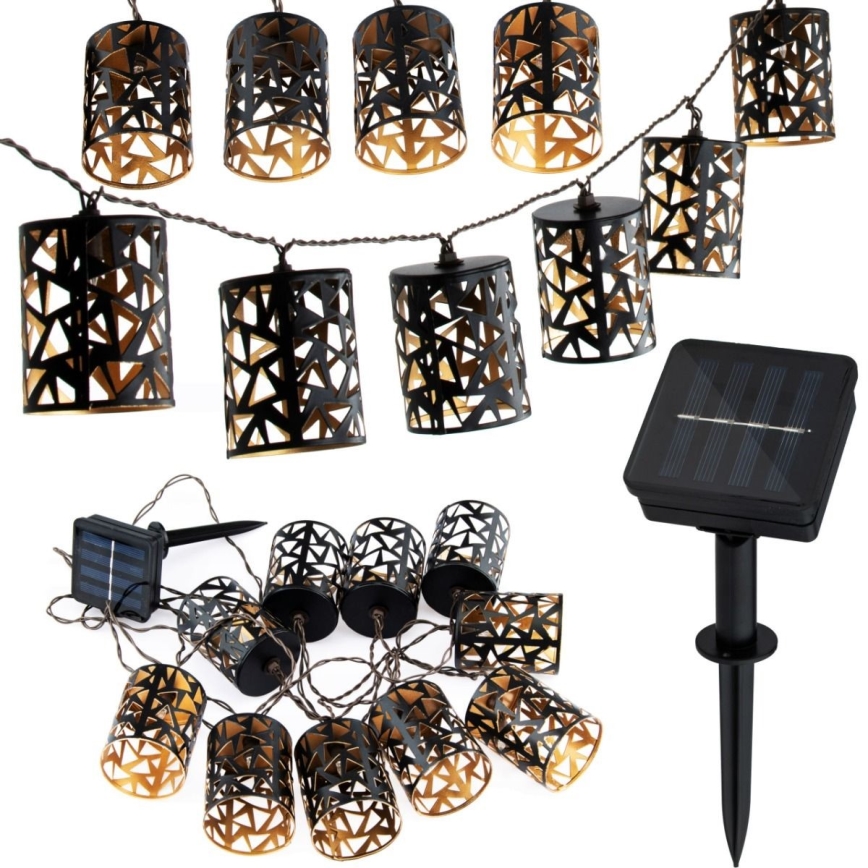 LED-aurinkovaloketju 10xE12/3,65m IP44 lämmin valkoinen