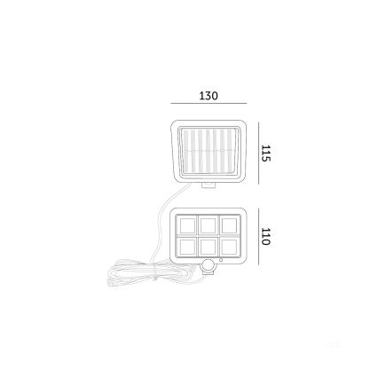 LED-aurinkovalonheitin anturilla LED/1,5W/3,7V 6000K IP44 1200 mAh