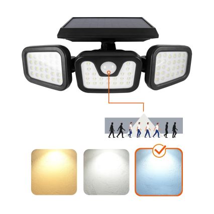 LED-aurinkovalonheitin anturilla LED/1,5W/3,7V 6000K IP44