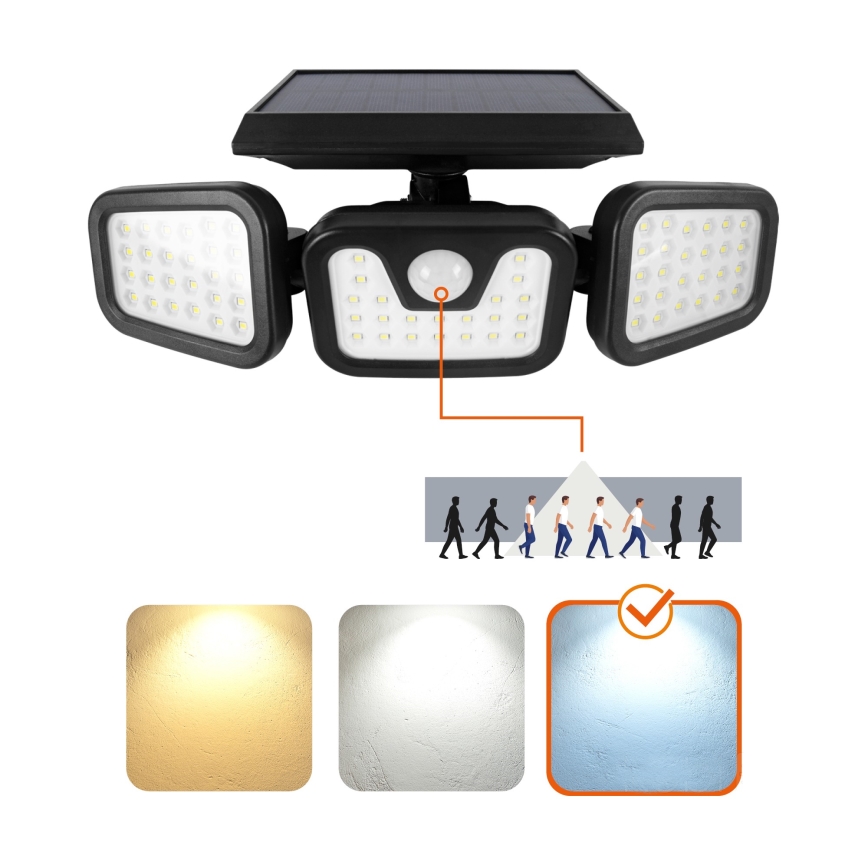 LED-aurinkovalonheitin anturilla LED/1,5W/3,7V 6000K IP44