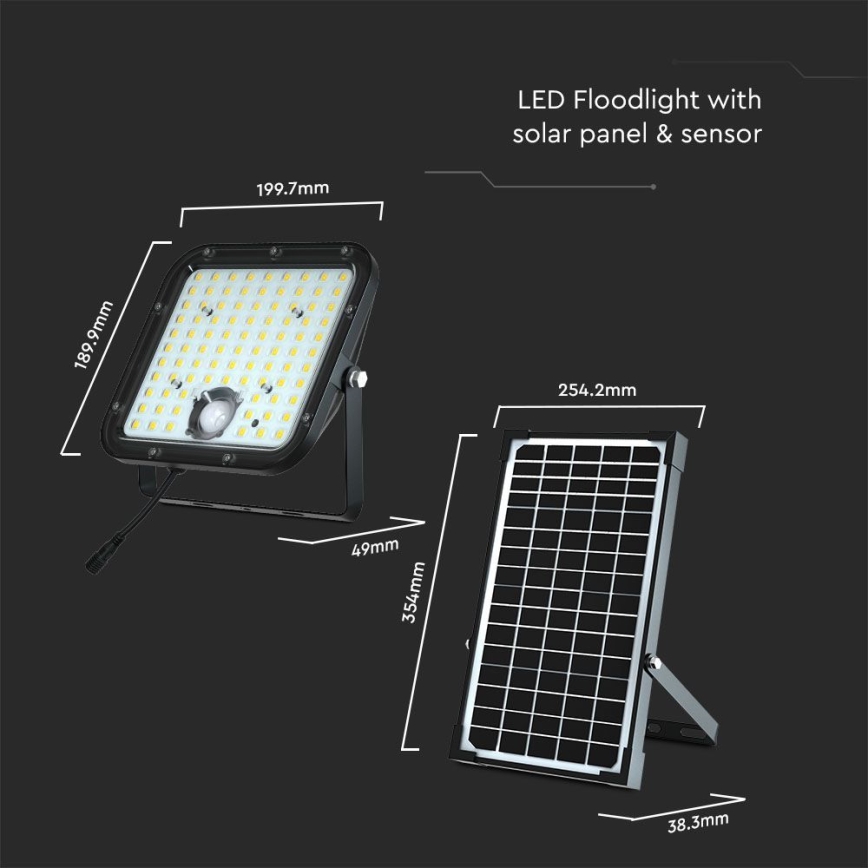 LED-aurinkovalonheitin anturilla LED/30W/6,4V 4000K + kauko-ohjaus