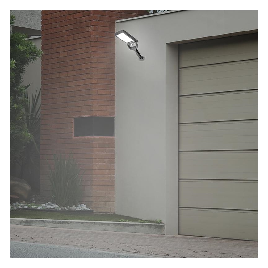 LED-aurinkovalonheitin anturilla LED/5W/3,7V 4000K IP54 musta